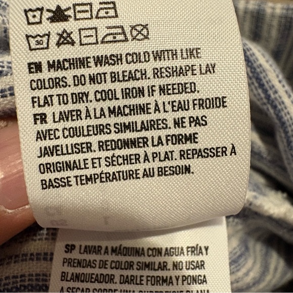 AMERICAN EAGLE | Womens Blue Striped Linen Blend Drawstring Pull On Pants size L - Picture 11 of 15